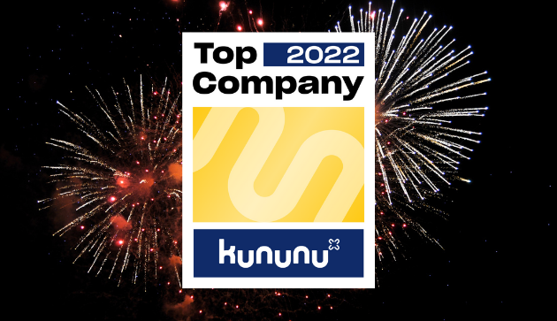 Logo kununu Top Company 2022 auf Feuerwerk Hintergrund